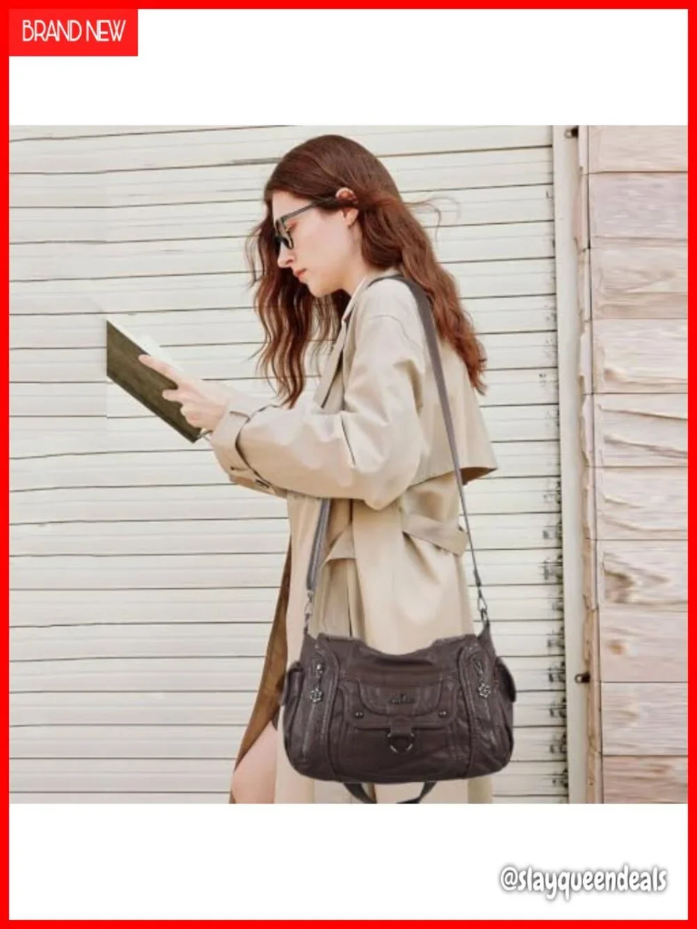 Women's Vegan Leather Hobo Shoulder Tote Bag with Adjustable Strap